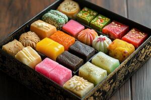 Vibrant Festive Diwali Gift Box with Colorful Treats and Decor for Celebratory Occasions photo