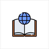 An open book with a globe on top vector