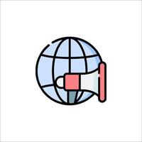 Megaphone globe icon illustration vector
