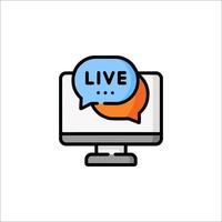 Live chat icon on a computer monitor vector