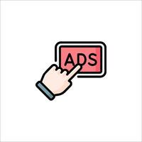 Ads icon with hand pointing at it vector