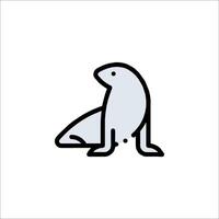 A seal sitting on the ground with its head down vector