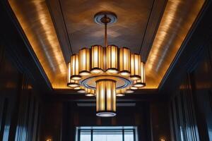 Elegant Hotel Lobby Featuring Stunning Art Deco Design for Luxurious Ambiance photo
