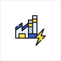A factory with lightning and a building vector