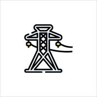 A line drawing of a tower with wires vector