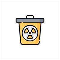 A yellow trash can with a radioactive symbol on it vector