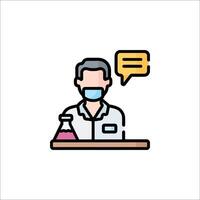Scientist with mask and glasses on white background vector