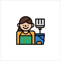 A woman with a bucket and a fork vector