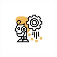 A robot with gears on his head vector