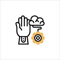 A hand with a cloud and gears on it vector