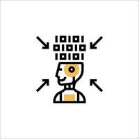 A robot head with a computer and arrows vector