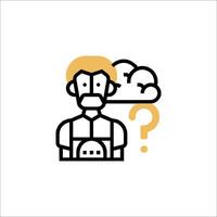 A man with a question mark on his head vector