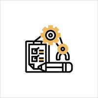 A line icon of a pencil and a clock vector