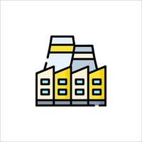 A factory icon with a yellow and blue color scheme vector