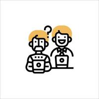 Two people are sitting in front of a computer vector