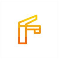 The letter f is made up of orange and yellow lines vector