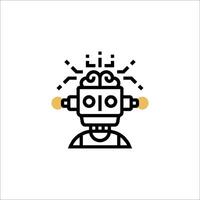A robot head with a brain icon vector