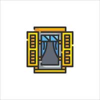 A window with curtains and a curtain vector