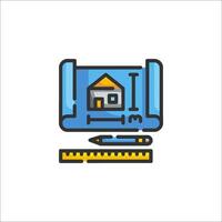 A house and a ruler icon vector