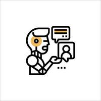 A robot is talking to a person in a conversation vector