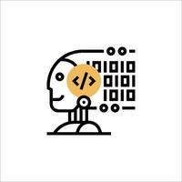 A robot head with a computer symbol on it vector