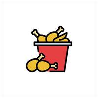 A bucket of chicken and potatoes in a red bucket vector