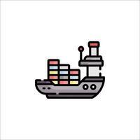A ship icon with a cargo container on top vector