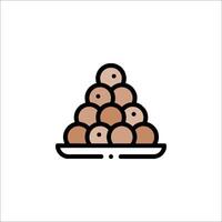 A pyramid of donuts on a plate icon vector