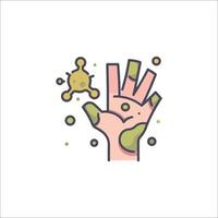 A hand with dirt and a green hand icon vector