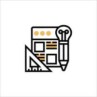 A line icon of a pencil and paper vector