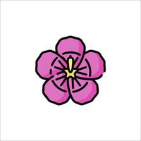 A pink flower with a yellow center on a white background vector