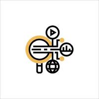 A logo for a website that shows a magnifying glass vector