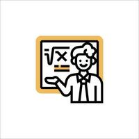 A man with a blackboard and a calculator icon vector