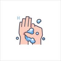 Wash hands icon with soap and water vector