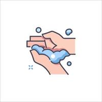 Wash hands icon with soap and water vector