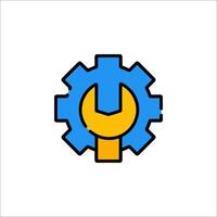 A blue and yellow wrench icon on a white background vector