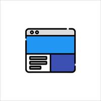 A web page icon with a blue background vector