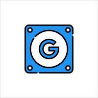 The letter g in a square box vector