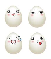 Eggs set - cartoon characters with difference emotions. Easter eggs design. vector