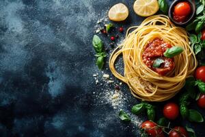 Delicious and Authentic Italian Spaghetti Pasta with Tomato Sauce for Gourmet Meals photo