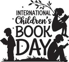 Banner and poster design of Children's Book Day with the typography using black color. vector