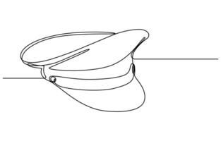 one continuous line drawing of police hat, vector