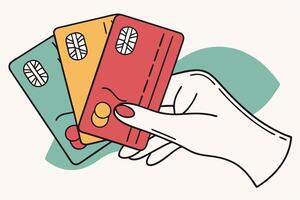 Illustration of a hand holding a credit card vector