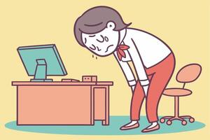 Illustration of a sad, depressed office worker character. Ideal for mental health, workplace stress, and burnout concepts. Flat cartoon style for relatable, impactful visuals. vector