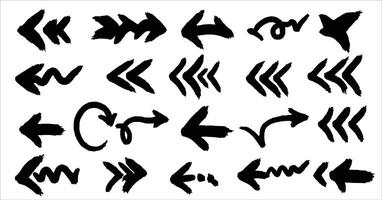 Collection hand drawn arrows. Set simple arrows isolated on white background. Arrow mark icons. Arrow paint - stock . vector