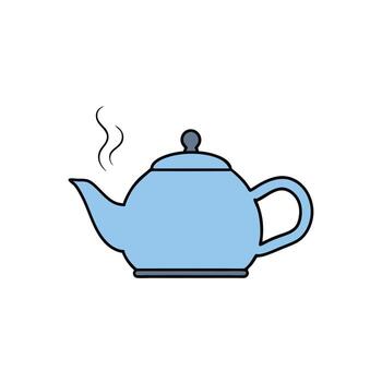 Steaming Teapot with Handle and Spout vector