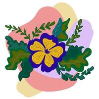 a flower. with leaves and a yellow center vector
