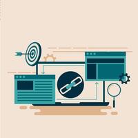 A laptop with a link and a target on it vector