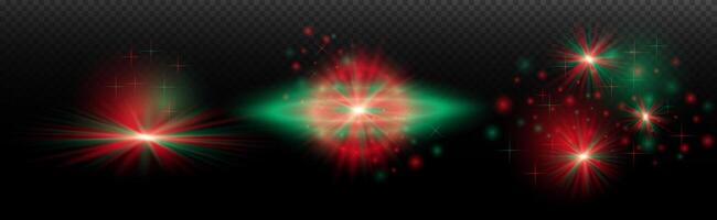 a set of red and green lights. on a black background vector