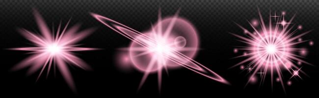 a set of pink light effects, on a black background vector